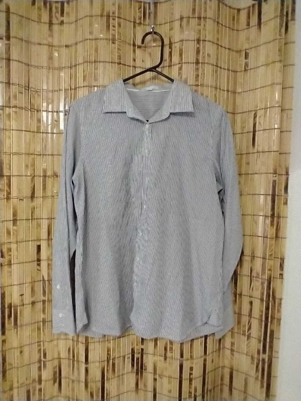 Gap Gray Fitted Long-Sleeve Button-Down Size Large